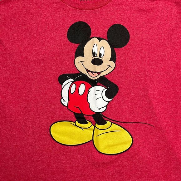 Disney Mickey Mouse Graphic T-Shirt Mens XL Red Crew Neck Short Sleeve Tee Top - Picture 3 of 8